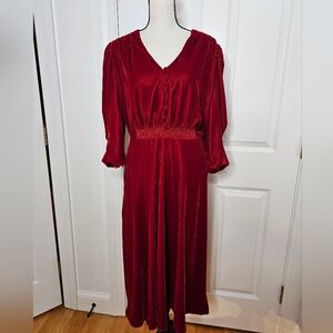 Ralph Lauren Red Long Sleeve Velvet Dress